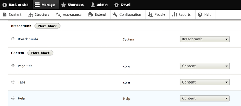 Create new region in Drupal 8